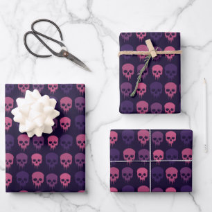 Skulls Dripping In Pink and Purple  Wrapping Paper Sheet