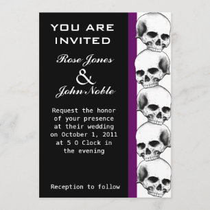 Skulls Ebony (Purple) Wedding Invitation