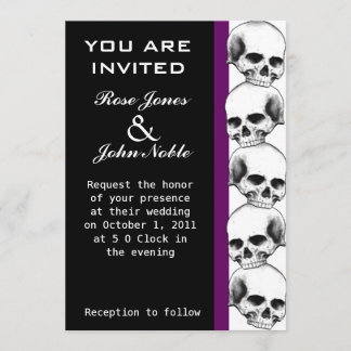 Skulls Ebony (Purple) Wedding Invitation