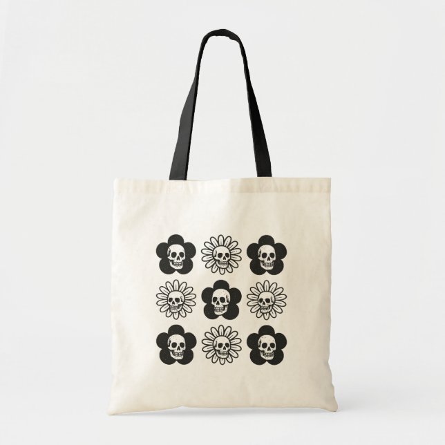 Skulls Flowers Tote Bag (Front)