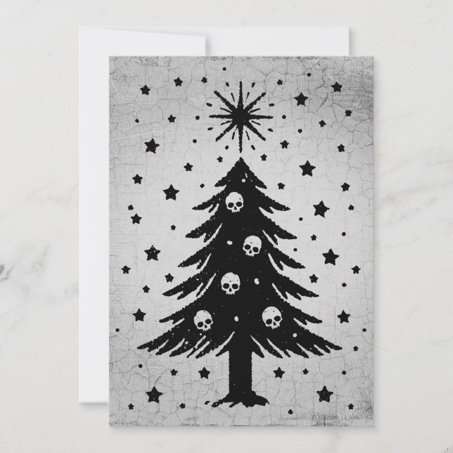 Skulls For Christmas Tree Holiday Card (Front)