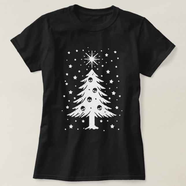 Skulls For Christmas Tree T-Shirt (Design Front)