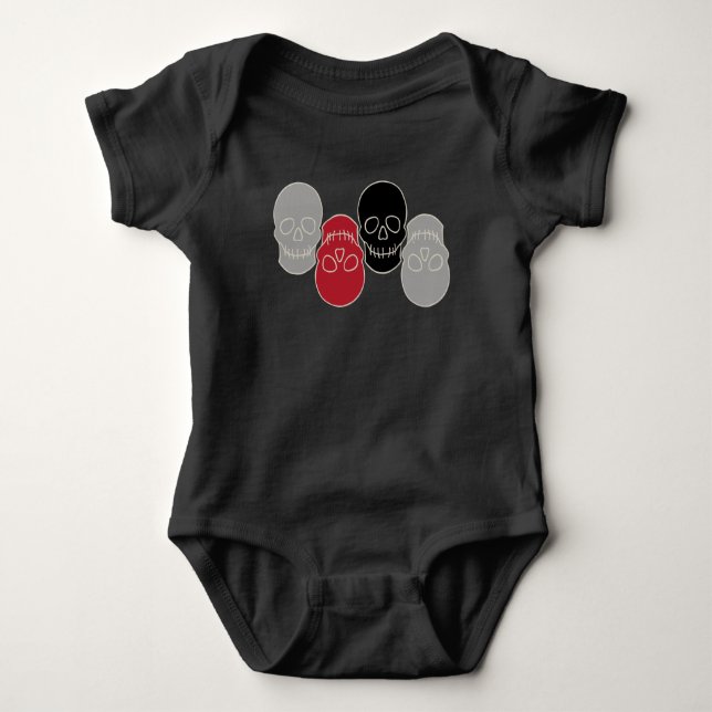 Skulls - Ghost Grey and Bone White Baby Bodysuit (Front)