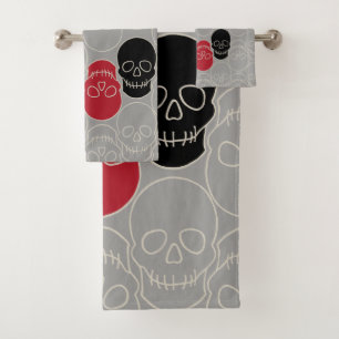 Skulls - Ghost Grey and Bone White Bath Towel Set
