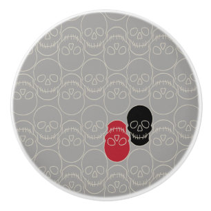 Skulls - Ghost Grey and Bone White  Ceramic Knob