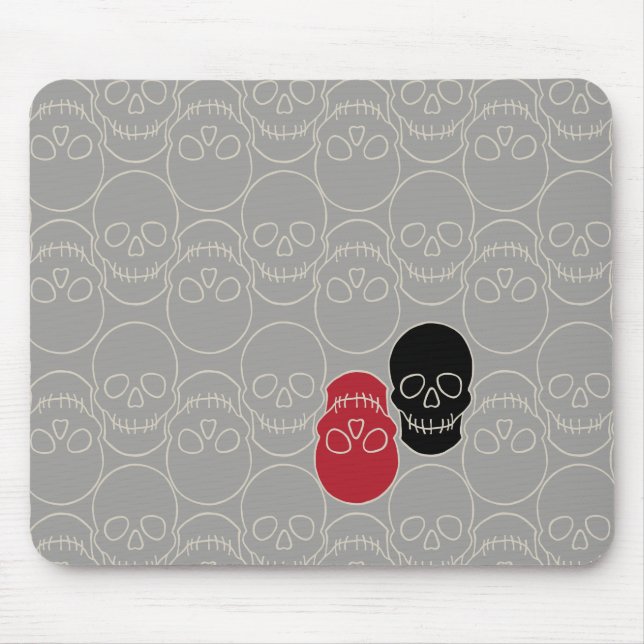 Skulls - Ghost Grey and Bone White Mouse Mat (Front)