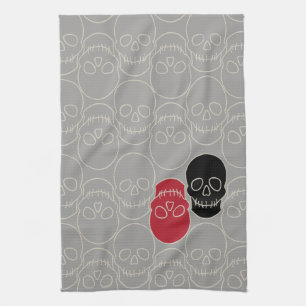 Skulls - Ghost Grey and Bone White Tea Towel