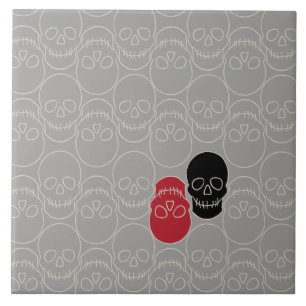 Skulls - Ghost Grey and Bone White Tile