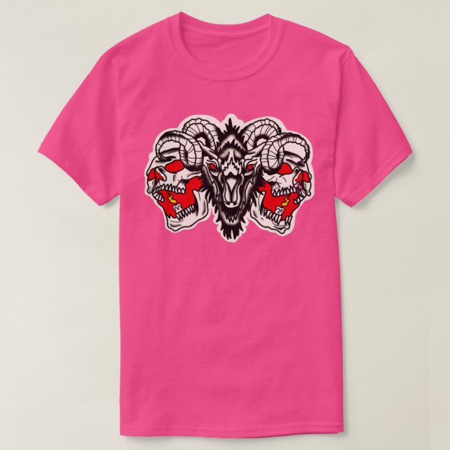 skulls goat devils tattoo T-Shirt (Design Front)
