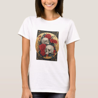 Skulls, gold and roses T-Shirt