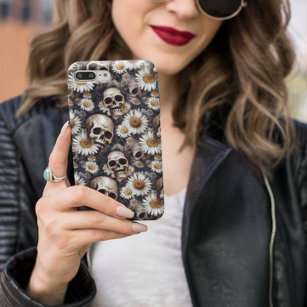 Skulls Gothic Daisy Flower Pattern  Case-Mate iPhone 14 Pro Max Case