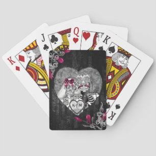 Skulls Gothic Hallowedding Burgundy ID866 Playing Cards