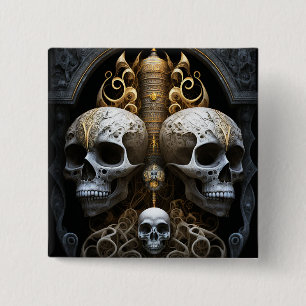 Skulls Gothic Horror Goth Surreal Art 15 Cm Square Badge