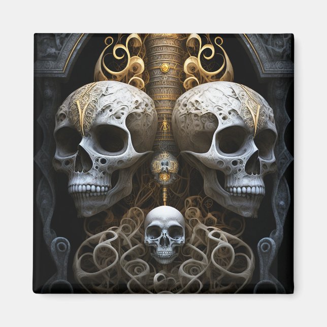 Skulls Gothic Horror Goth Surreal Art Magnet (Front)
