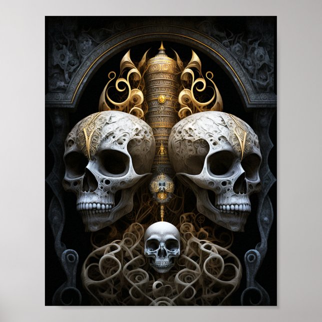 Skulls Gothic Horror Goth Surreal Art Poster (Front)