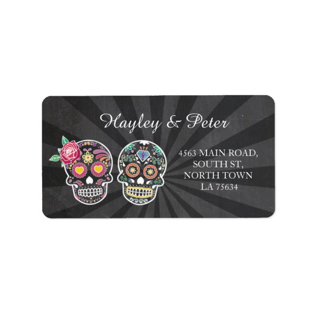 Skulls Halloween Address Labels Stickers Wedding (Front)