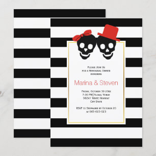 Skulls Halloween red wedding rehearsal dinner Invitation