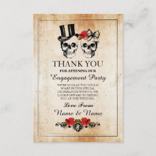Skulls Halloween Thank You Wedding Rustic Card