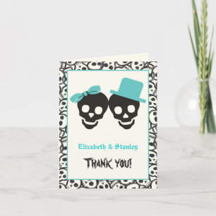 Skulls Halloween turquoise wedding Thank You