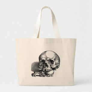 Skulls, human and animal large tote bag