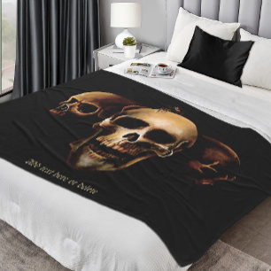 Skulls Human Black Fleece Blanket