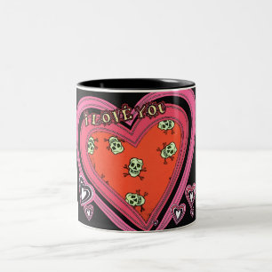 Skulls-I Love You-Heart-Design-Mug Two-Tone Coffee Mug