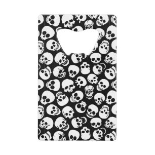 Skulls in Black Background Pattern