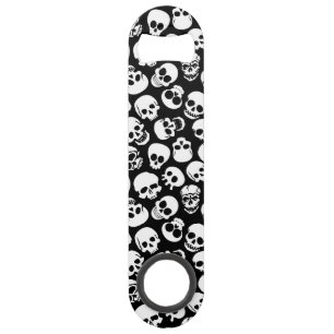 Skulls in Black Background Pattern