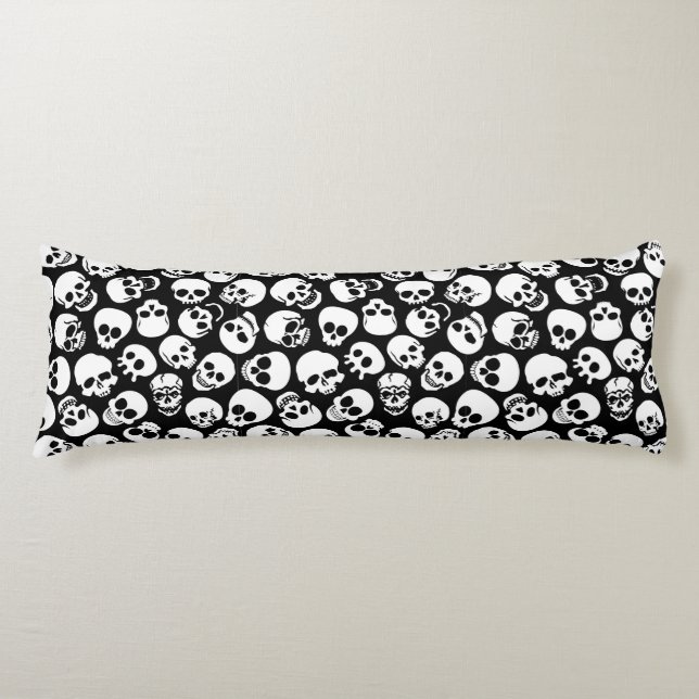 Skulls in Black Background Pattern Body Cushion (Front)