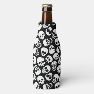 Skulls in Black Background Pattern Bottle Cooler