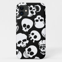 Skulls in Black Background Pattern