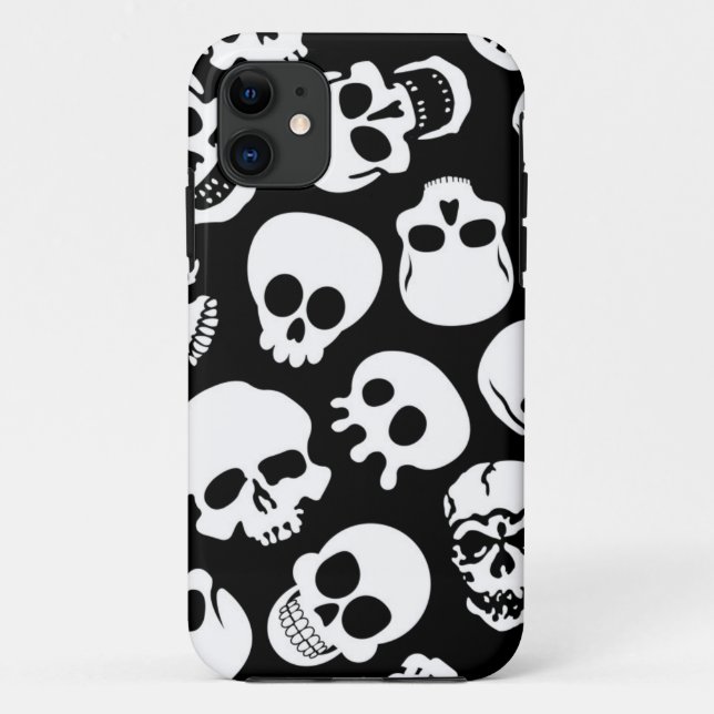 Skulls in Black Background Pattern Case-Mate iPhone Case (Back)