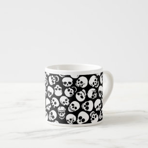 Skulls in Black Background Pattern Espresso Cup