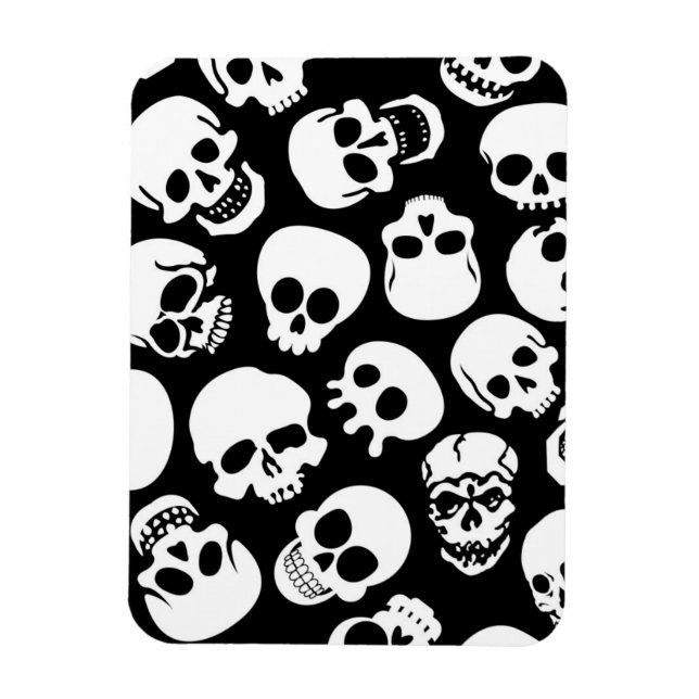 Skulls in Black Background Pattern Magnet (Vertical)