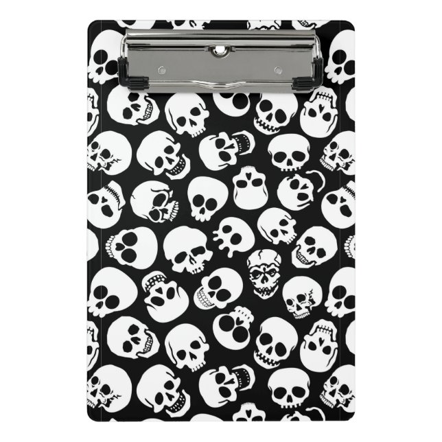 Skulls in Black Background Pattern Mini Clipboard (Front)