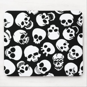 Skulls in Black Background Pattern Mouse Mat