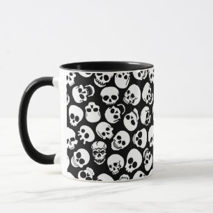 Skulls in Black Background Pattern Mug