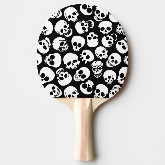 Skulls in Black Background Pattern Ping Pong Paddle (Front)