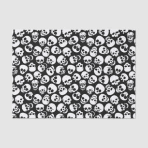 Skulls in Black Background Pattern Tissue Paper