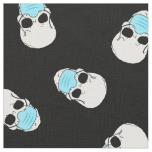 skulls in face masks on black fabric