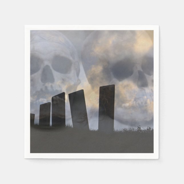 Skulls In Graveyard Napkin (Front)