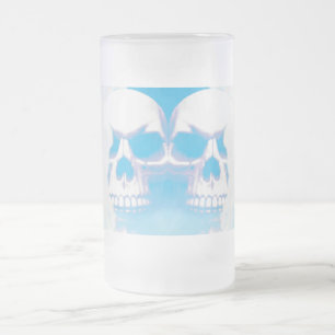 Skulls in the Clouds Frosted Glass Beer Mug