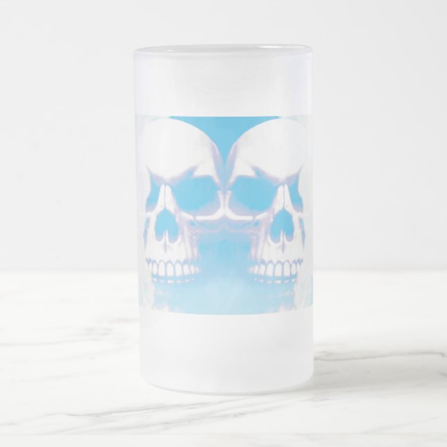 Skulls in the Clouds Frosted Glass Beer Mug (Center)