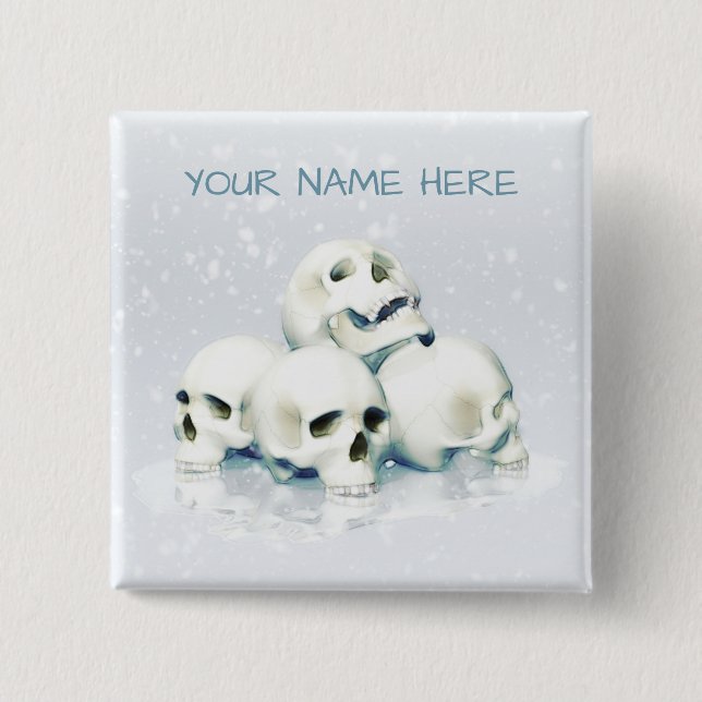 Skulls in the snow. Personalized 15 Cm Square Badge (Front)