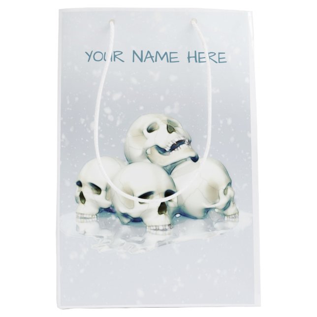 Skulls in the snow. Personalized Medium Gift Bag (Front)