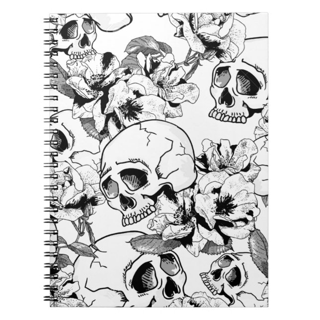 Skulls Jumbled Roses Notebook (Front)