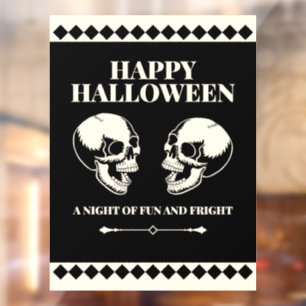 Skulls Laughing Black Cream Halloween Window Cling