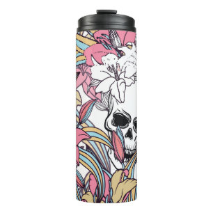 Skulls Lily Flowers: Boho Vintage. Thermal Tumbler