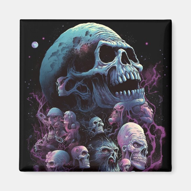 Skulls Monsters Horror Art Magnet (Front)