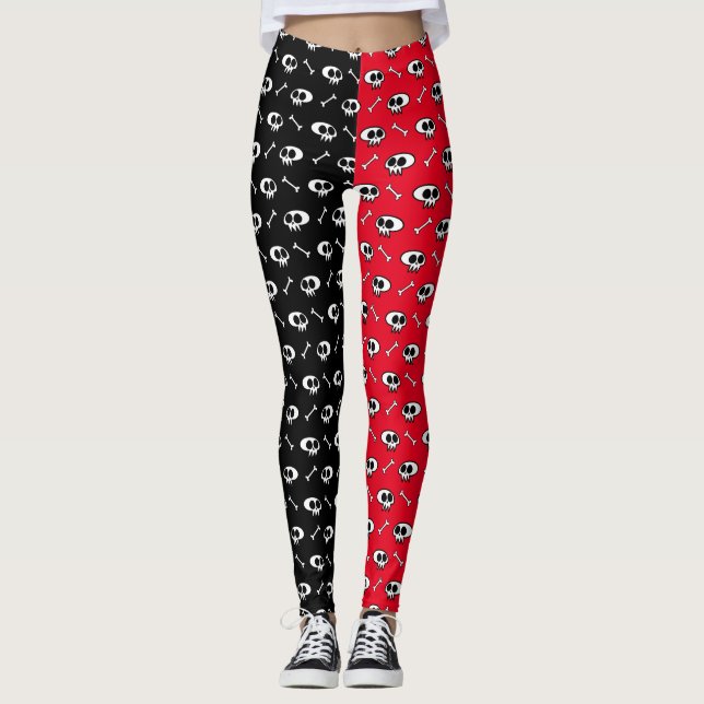Skulls ‘n Bones (Black/Red) Leggings (Front)